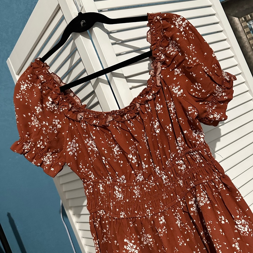 Floral Rust Dress - Picture 3 of 6